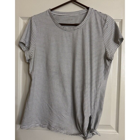 Banana Republic Tops - Banana Republic Woman’s  Blue & White Striped T-Shirt Ties At Waist Size Medium